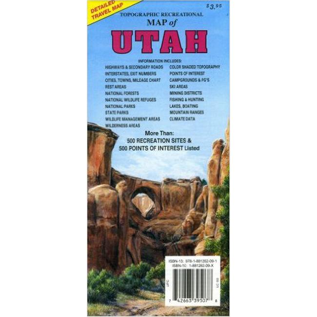 Topographic Recreational Map of Utah